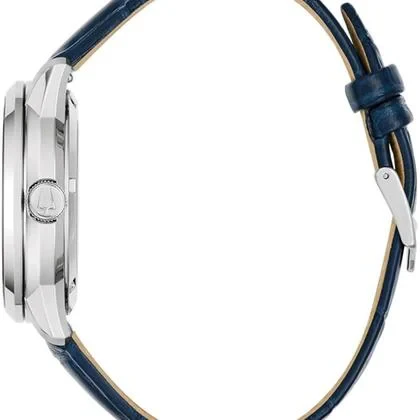 Bulova 96A330 Sutton Skeleton Automatic – Silver Dial, Blue Leather Strap - Image 3