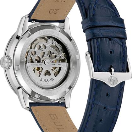 Bulova 96A330 Sutton Skeleton Automatic – Silver Dial, Blue Leather Strap - Image 4