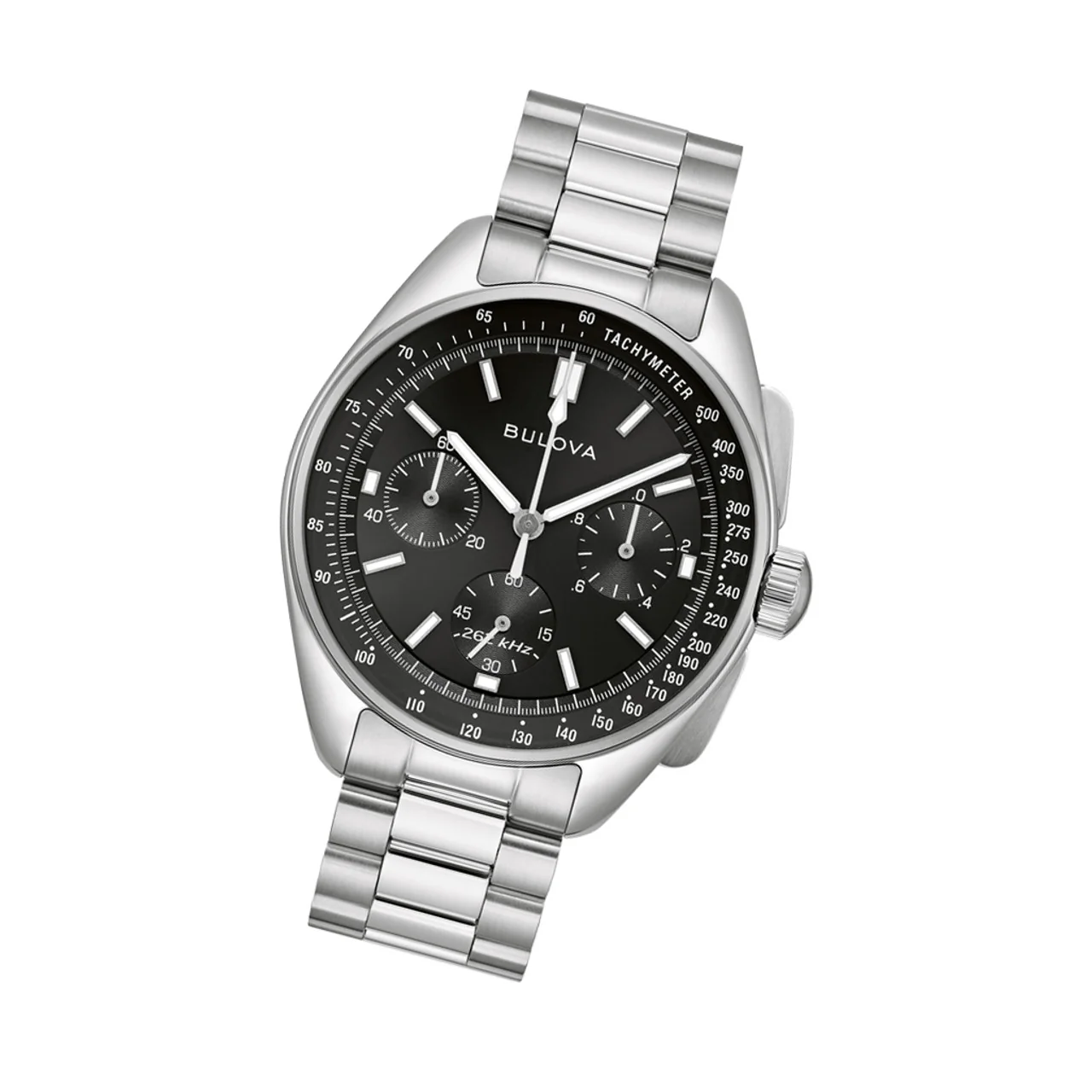 Bulova Lunar Pilot 96K111 Chronograph – Black Dial, 43.5mm Steel Case, Extra Leather Strap - Image 4