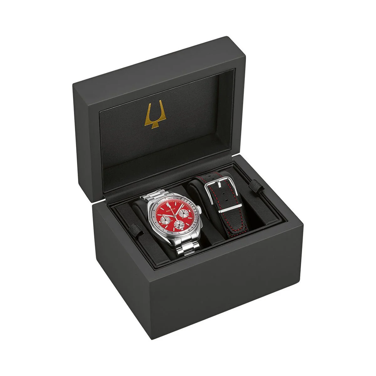 Bulova Lunar Pilot 96K115 Men's Chronograph Watch – Red 'Blood Moon' Dial, Stainless Steel Bracelet - Image 4