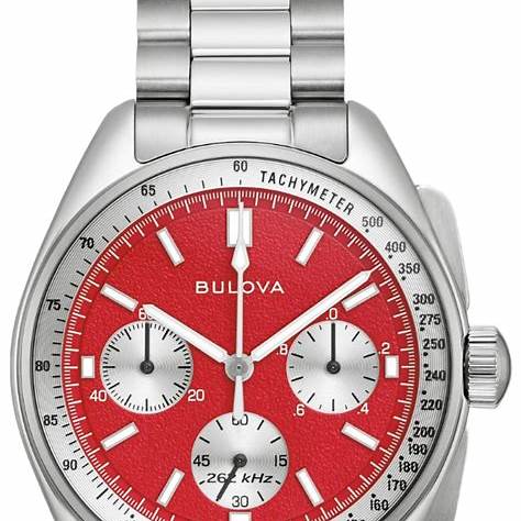 Bulova Lunar Pilot 96K115 Men's Chronograph Watch – Red 'Blood Moon' Dial, Stainless Steel Bracelet - Image 6