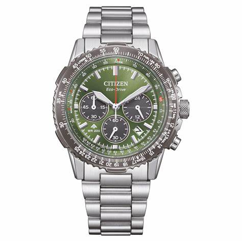 Citizen Promaster CA4664-60W Men's Chronograph Watch – Green Dial, Eco-Drive, 200M WR - Image 6