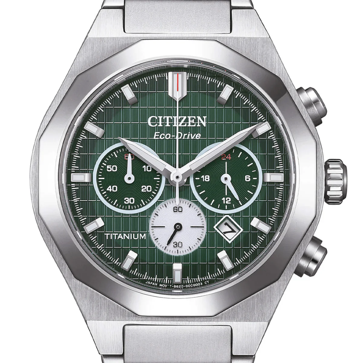 Citizen CA4691-59X Men's Green Dial Chronograph Watch with Titanium Case & Sapphire Crystal - Image 3