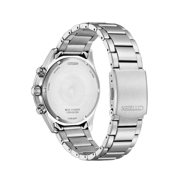 Citizen CA0770-72X Men's Eco-Drive Chronograph Watch, Green Dial, Stainless Steel Bracelet - Image 4