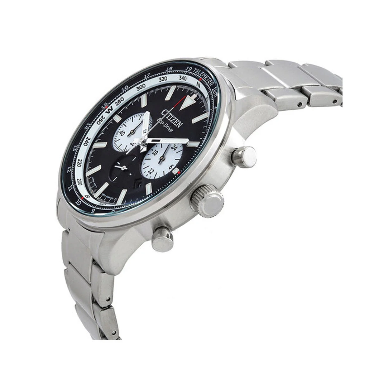 Citizen CA4500-91E Eco-Drive Chronograph Men's Watch - Black Dial, Stainless Steel Bracelet - Image 4
