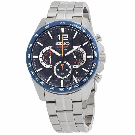 Seiko SSB345P1 Men's Chronograph Watch, Blue Dial, Stainless Steel Bracelet - Image 3