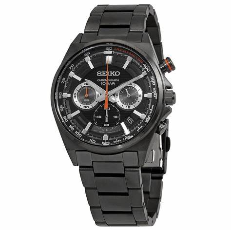 Seiko Chronograph SSB399P1 Quartz Men's Watch - Black Dial, Stainless Steel Bracelet - Image 3