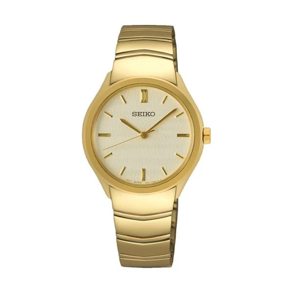Seiko SUR552P1 Women's Quartz Watch, Gold Dial, Gold-Tone Stainless Steel Bracelet - Image 3