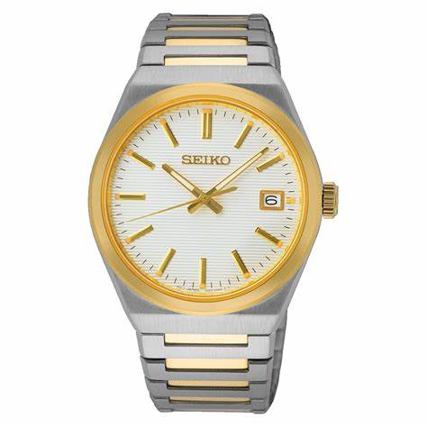 Seiko Classic SUR558P1 Quartz Men's Watch - White Dial, Two-Tone Stainless Steel Bracelet - Image 3