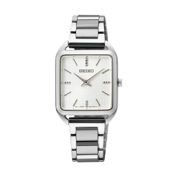 Seiko SWR073P1 Women's Quartz Watch, White Dial, Stainless Steel Bracelet - Image 3