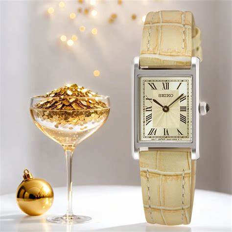 Seiko SWR095P1 Women's Quartz Watch, Ivory Dial, Beige Leather Strap - Image 3